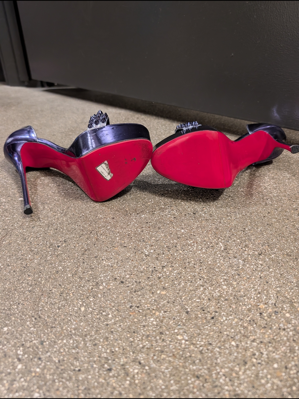Christian Louboutin Purple Studded Open-Toe Stiletto Heels - Picture 8 of 8